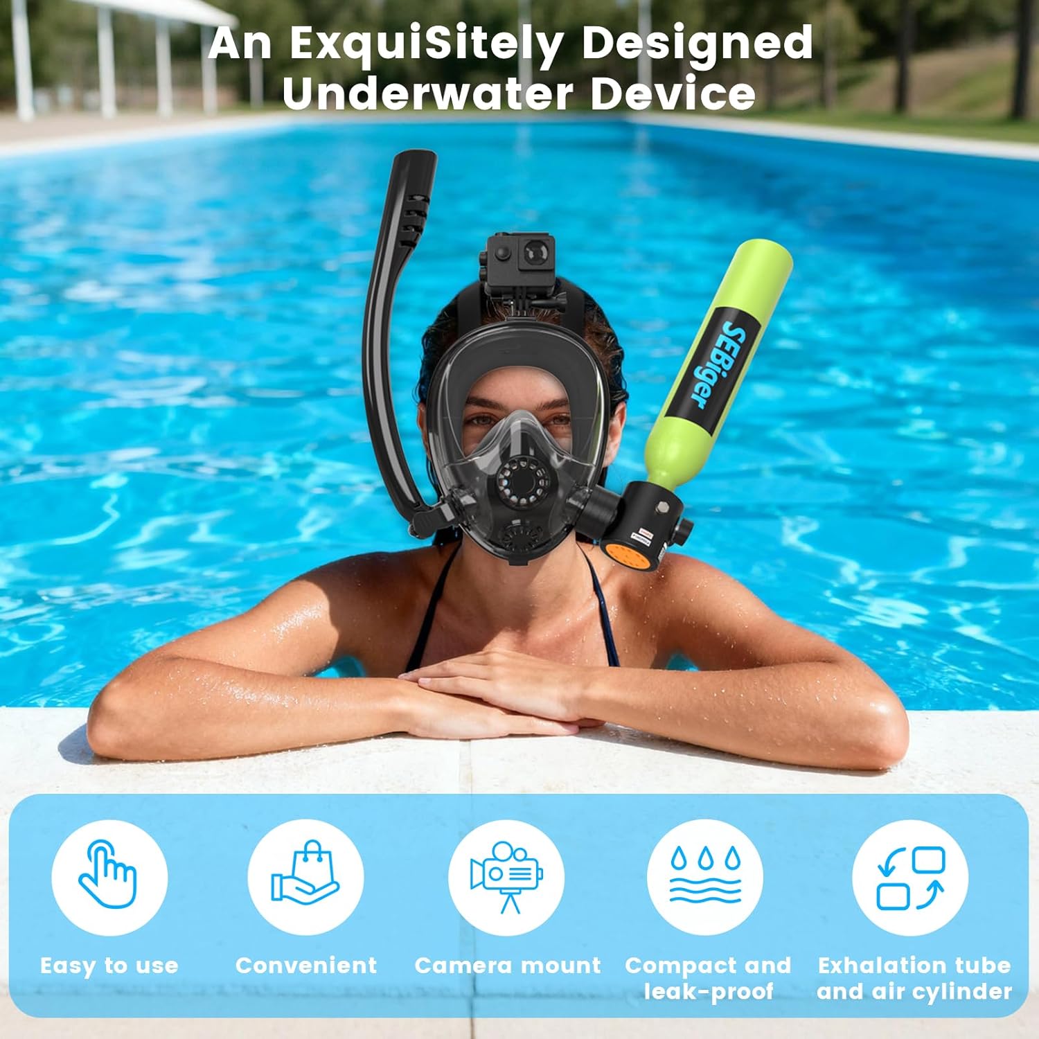 Mini Scuba Tank 0.5L with Full - đánh giá và giá Snorkel Mask Full Face